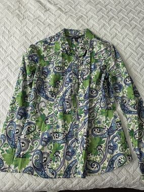 Tommy Hilfiger Green and Blue Paisley Button-Down Shirt